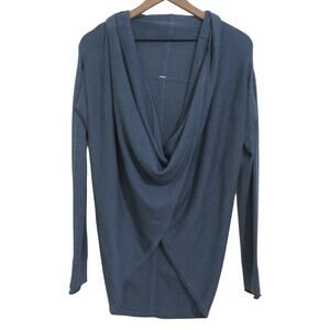 Lululemon Womens Blue Twist Front Long Sleeve Sweater Cozy Relaxed Loungewear